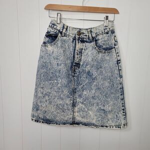 Vintage Guess by Georges Marciano Acid Wash 80s High Waisted Skirt Size 20 USA